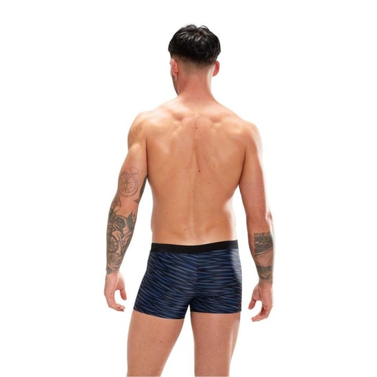 Speedo Herr Valmilton vågmönstrade smala badbyxor (SVART/BLÅ) - Image 3