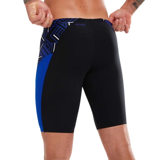 Speedo Mens Splice Geometriskt Mönster Simning Jammer Shorts (Svart) - Image 2