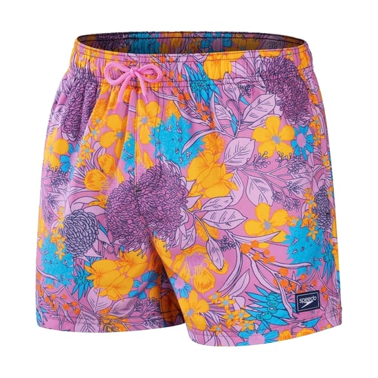 Speedo Badshorts med blommönster för herrar (Lila/gul) - Image 1