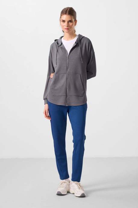 Overmaatse Hooded Longsleeve Rits Tuniek Top - Image 5
