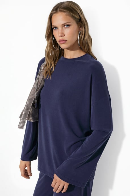 Ontspannen Pasvorm Crew Neck Lange Mouwen Blouse - Image 3