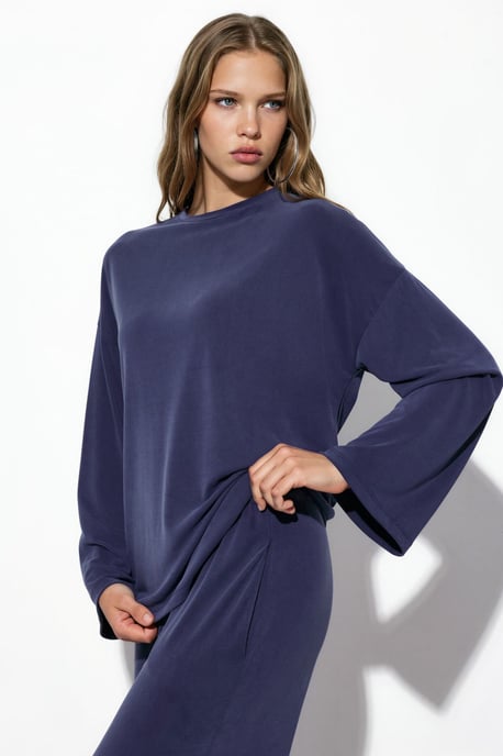 Ontspannen Pasvorm Crew Neck Lange Mouwen Blouse - Image 5
