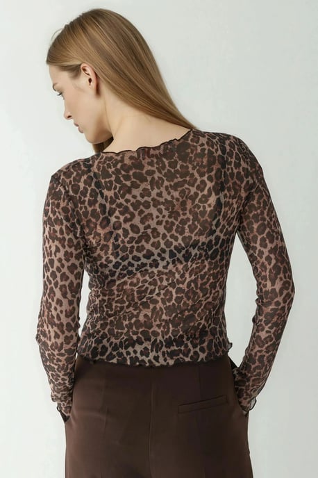 Patterned Crew Neck Top - Image 3