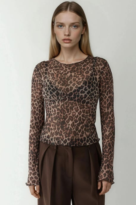 Patterned Crew Neck Top - Image 5