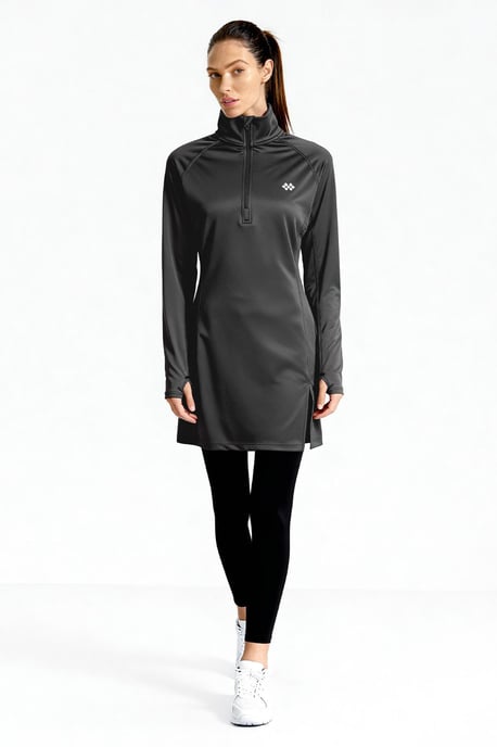 Long-sleeve Knit Tunic Top With Half Turtleneck - Image 3