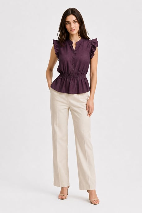 Texturerad Jacquard Peplum Blus - Image 3