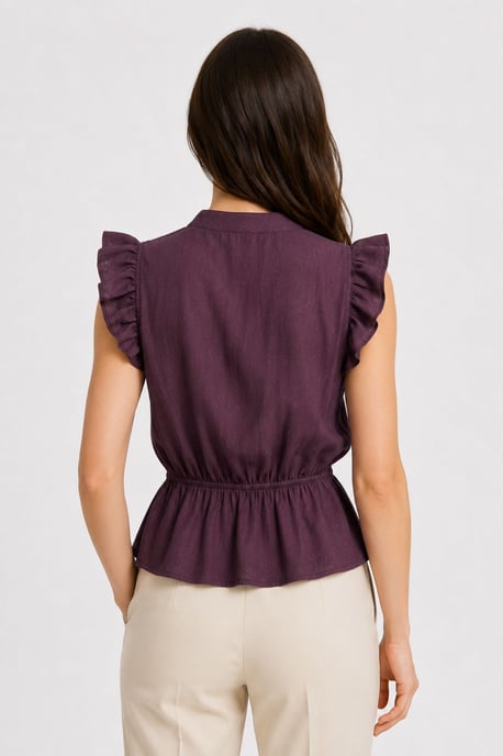 Texturerad Jacquard Peplum Blus - Image 4