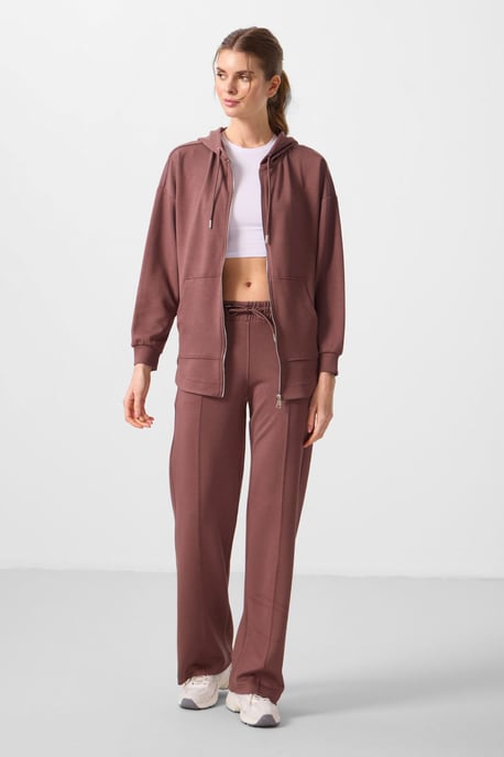 Oversized Hoodie Langsleeve Zip Tuniek Top - Image 3