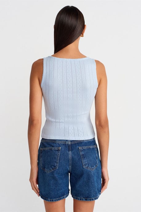 Slim Fit Ribbad Bomullsblus med Fyrkantig Halsringning - Image 2