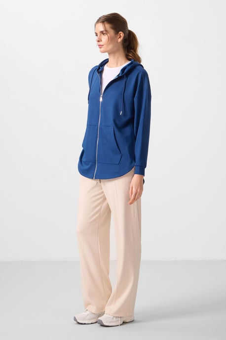Overgevoerde Hoodie Langarm Zip Tuniek Top - Image 4