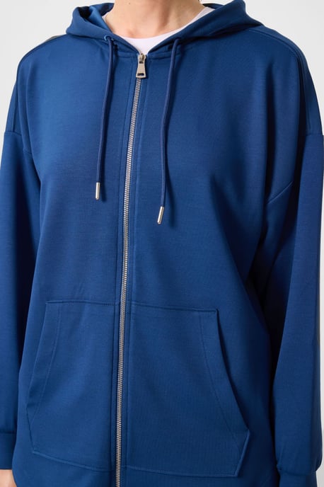 Overgevoerde Hoodie Langarm Zip Tuniek Top - Image 5