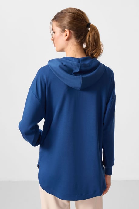 Overgevoerde Hoodie Langarm Zip Tuniek Top - Image 6