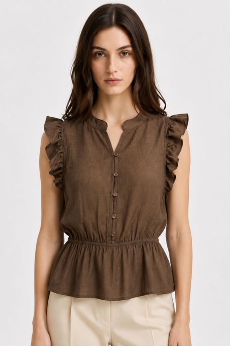 Texturerad Jacquard Peplum Blus - Image 1