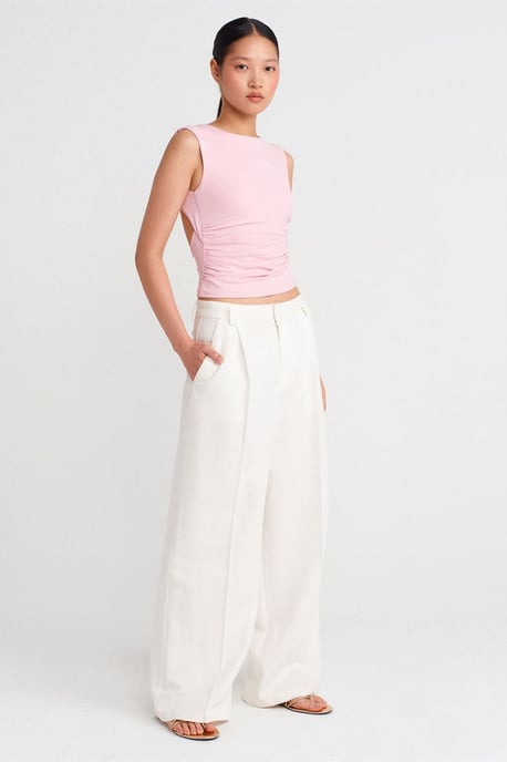 Dames Slim-fit Cut-out Crop Blouse - Image 3