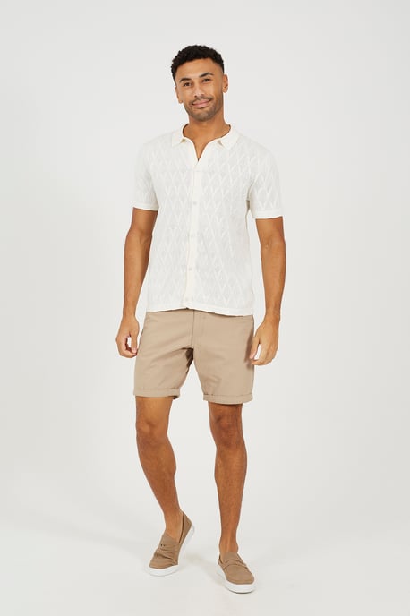 White Revere Collar Knitted Polo Shirt - Image 2