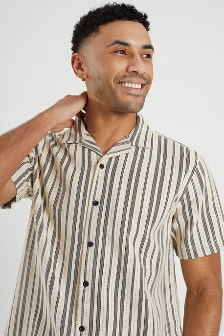 Ecru Striped Woven Shirt - Image 3