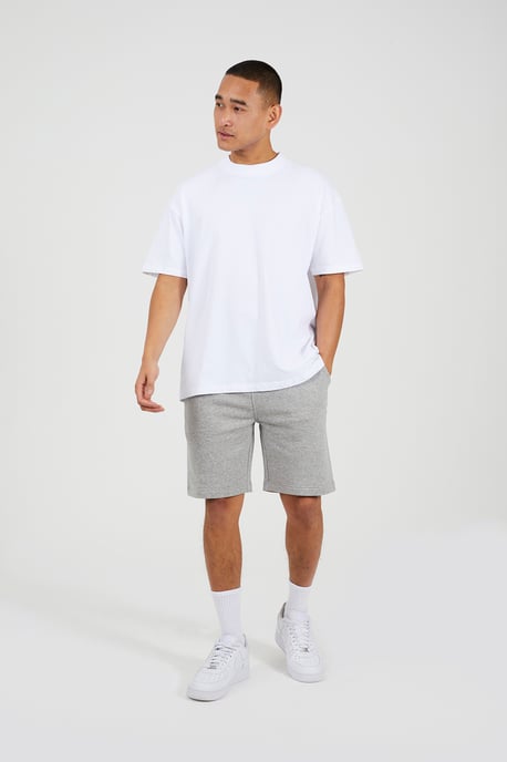 Light Grey Side Stripe Drawstring Jersey Shorts - Image 2