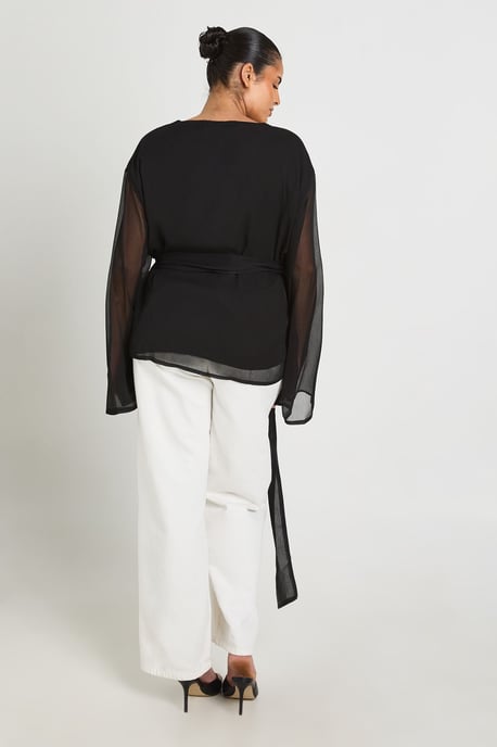 Plus Chiffon Gold Trim Wrap Top - Image 2