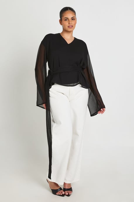 Plus Chiffon Gold Trim Wrap Top - Image 3