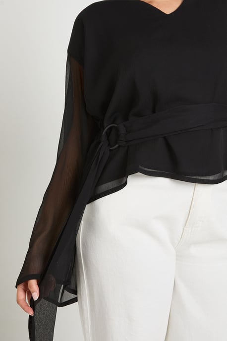 Plus Chiffon Gold Trim Wrap Top - Image 4