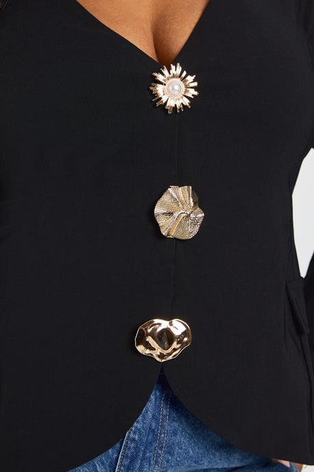 Plus Long Embellished Button Down Top - Image 3