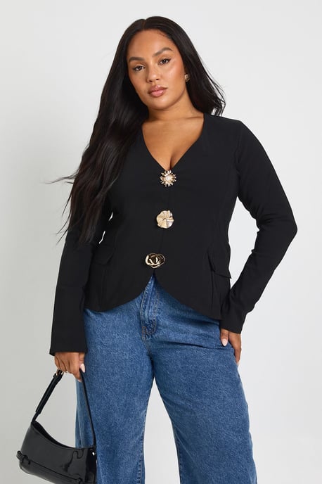 Plus Long Embellished Button Down Top - Image 4