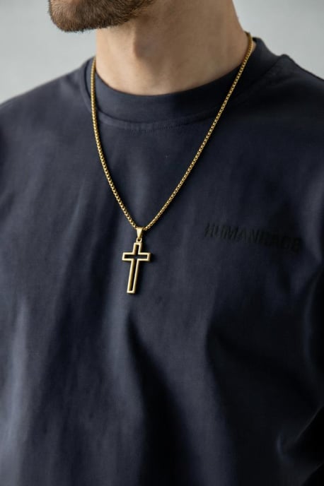 Hollow Cross Pendant Necklace in Gold - Image 2
