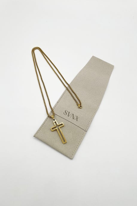 Hollow Cross Pendant Necklace in Gold - Image 3