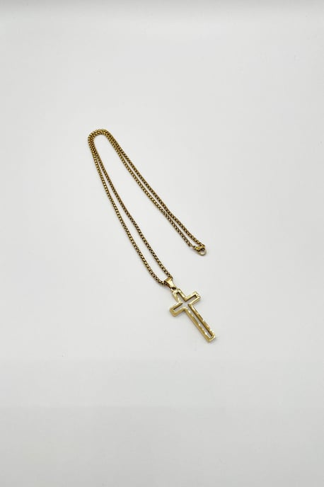 Hollow Cross Pendant Necklace in Gold - Image 4