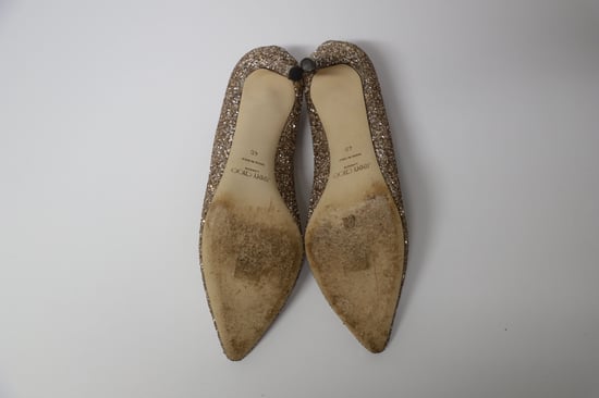 Jimmy Choo Romy Pumps in Gold Glitter Tulle - Image 4
