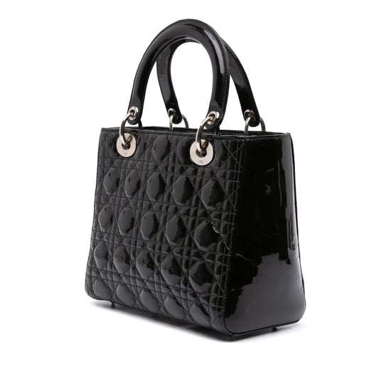Dior Lady Dior Medium Black Patent Leather Silver - Image 3