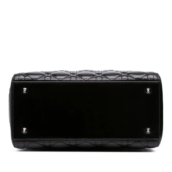 Dior Lady Dior Medium Black Patent Leather Silver - Image 4