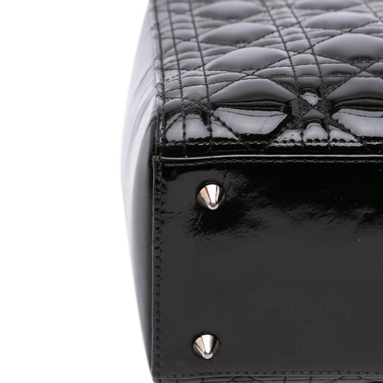 Dior Lady Dior Medium Black Patent Leather Silver - Image 6