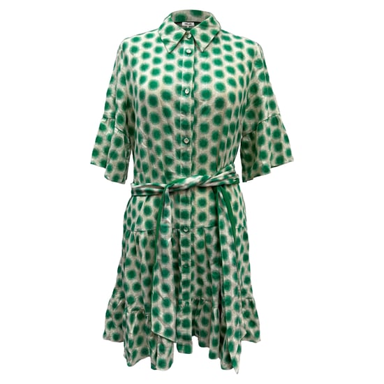Diane von Furstenberg Beata Samlad Mönstrad Mini Skjortklänning i Grön Bomull - Image 1