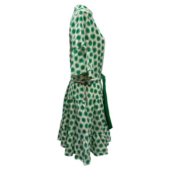 Diane von Furstenberg Beata Samlad Mönstrad Mini Skjortklänning i Grön Bomull - Image 2