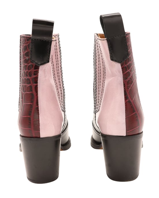 Ganni Western enkellaarsjes van veelkleurig leer - Image 3