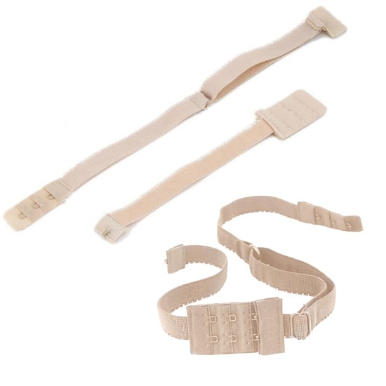 Women Adjustable Lace Bra Straps & Backless Bra Extension Accessories, Nude - Image 1