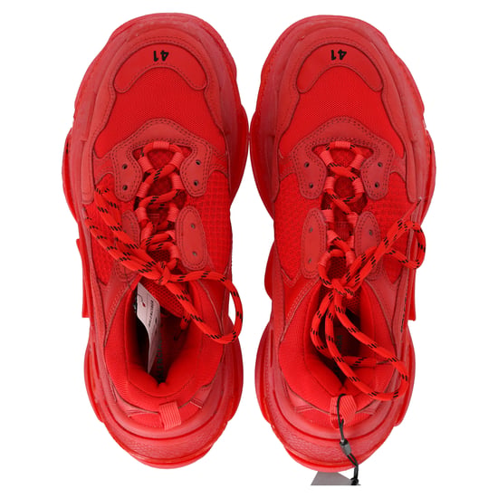 Balenciaga Triple S Clear Sole Sneakers in Red Polyester - Image 6