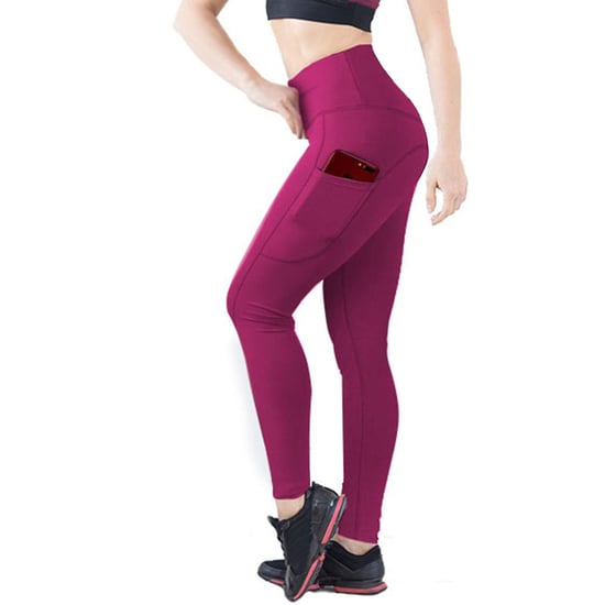 Women's Yoga Pants with Pockets Tummy Control Gym Leggings, Pink - Image 4