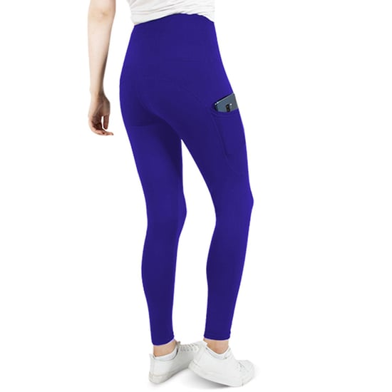 Women's Yoga Pants with Pockets Tummy Control Gym Leggings, Blue - Image 4
