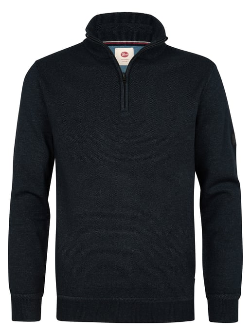 Petrol Industries - Heren Gebreide trui met halfzip steelford - Zwart - Image 1