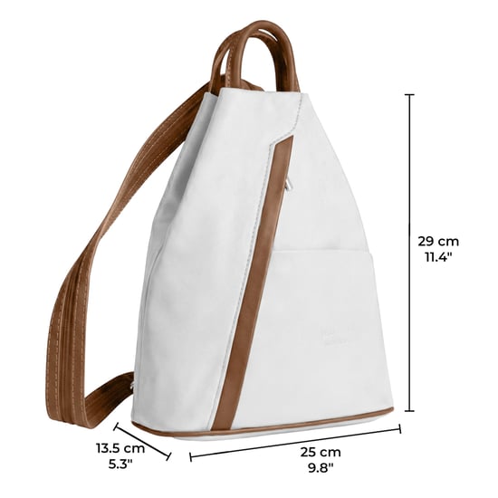 Women’s Italian Leather Convertible Backpack Vera Pelle Anti-Theft Rucksack in White - Image 4