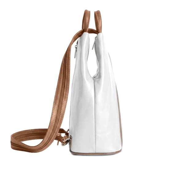 Women’s Italian Leather Convertible Backpack Vera Pelle Anti-Theft Rucksack in White - Image 5