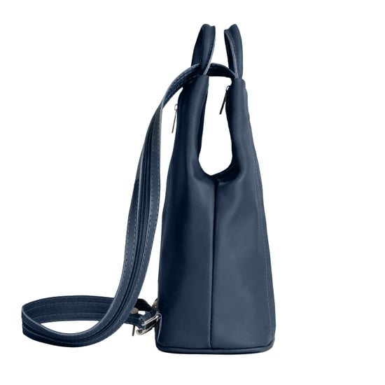 Women’s Italian Leather Convertible Backpack Vera Pelle Anti-Theft Rucksack in Navy - Image 5
