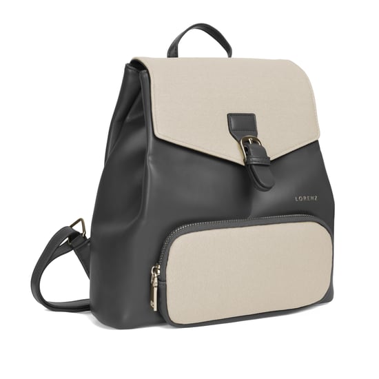 Women’s Small Backpack, School Work Rucksack Bag in Black Beige - Image 3