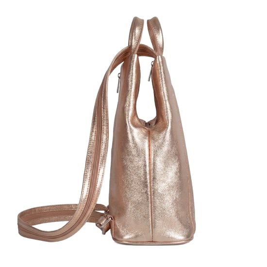Women’s Italian Leather Convertible Backpack Vera Pelle Anti-Theft Rucksack in Rose Gold - Image 5