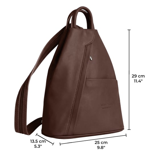 Women’s Italian Leather Convertible Backpack Vera Pelle Anti-Theft Rucksack in Dark Brown - Image 4