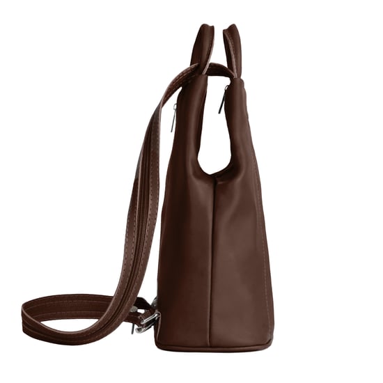Women’s Italian Leather Convertible Backpack Vera Pelle Anti-Theft Rucksack in Dark Brown - Image 5
