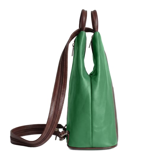 Women’s Italian Leather Convertible Backpack Vera Pelle Anti-Theft Rucksack in Green - Image 4