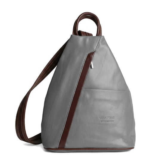 Women’s Italian Leather Convertible Backpack Vera Pelle Anti-Theft Rucksack in Grey - Image 1